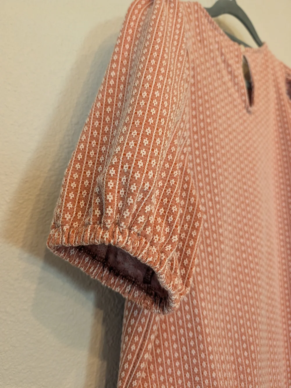 Madewell Jacquard Puff Sleeve Knit Top Soft Terracotta Peach Stripe - Size M